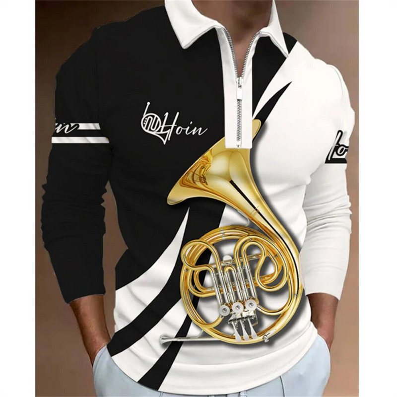 Muška polo majica Golf majica Grafički ispisi Bilješke Outdoor Street Dugi rukavi Zatvarač Print Odjeća Odjeća Moda Casual Breathab