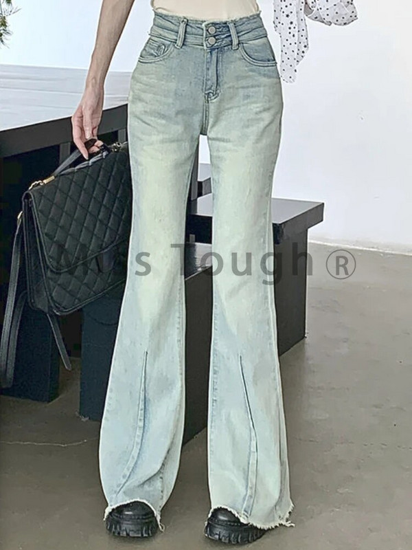 Jesenske korejske modne široke hlače Ženske naborane vintage dizajnerske traper hlače Ženske džepove s visokim strukom Elegantne ležerne hlače 2023.