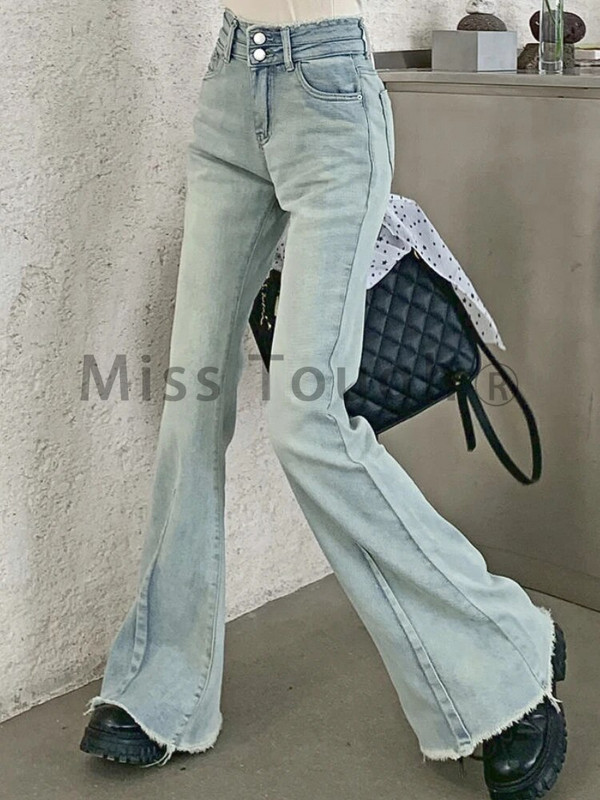 Jesenske korejske modne široke hlače Ženske naborane vintage dizajnerske traper hlače Ženske džepove s visokim strukom Elegantne ležerne hlače 2023.