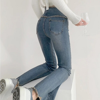 Flare Jeans Women Tassel Skinny High Street Cool Vintage Design Girlish Elegant Sexy All-match Casual Chic Ulzzang джинсы Basic