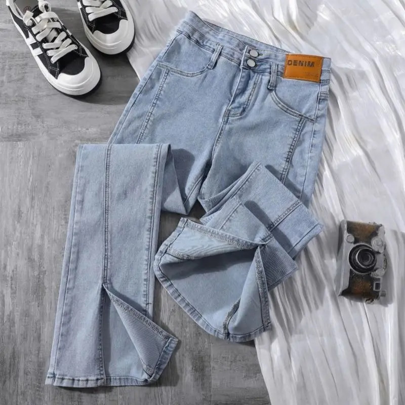 Vintage Flare Pants Y2k Moteriškos kelnės Korėjietiški džinsai Moteriški Drabužiai Gatvės drabužiai Džinsiniai aukšto juosmens moteriški drabužiai