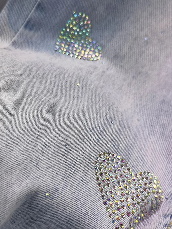 DEAT Blugi pentru femei cu talie înaltă, cu inimă, cu litere în formă de diamant, largi, subțiri, albastru deschis, pantaloni harem din denim 2024, primăvară, modă nouă 29L6106