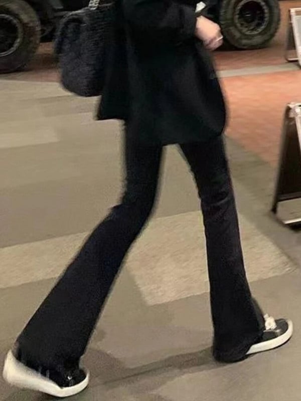 Blugi evazați Femei Vintage Skinny De bază Casual Streetwear All-match Stil coreean Spălat cu talie înaltă Simplu șic Lungime întreagă La modă