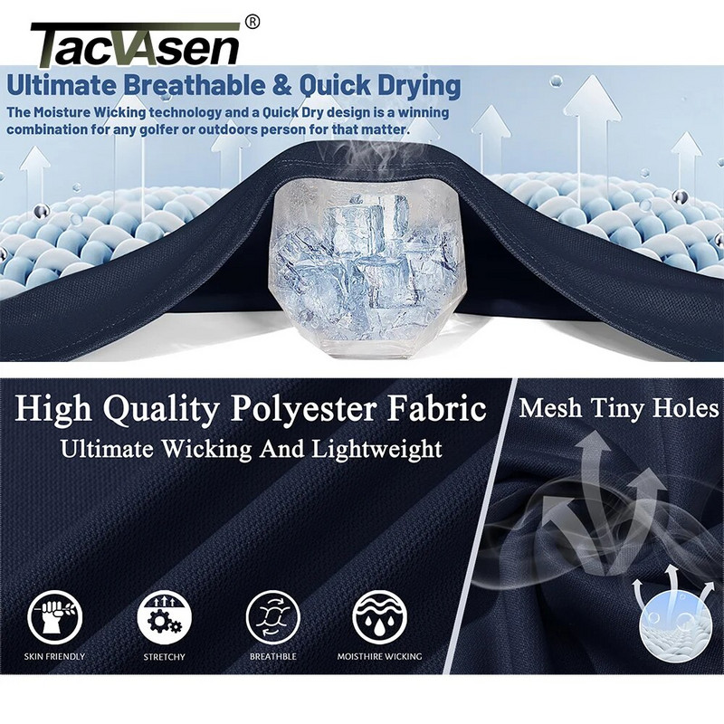 TACVASEN ilgomis rankovėmis Polo marškinėliai Vyriški greitai džiūstantys lengvi golfo polo marškinėliai Laisvalaikio darbo marškinėliai Sportiniai marškinėliai megztiniai Vyriški