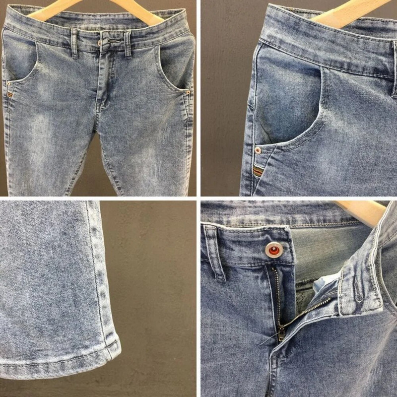 Pantaloni bărbați cu fermoar Blugi stretch Pantaloni casual slim Fit Pantaloni creion pentru bărbați Blugi skinny din denim pentru bărbați pantalon homme y2k