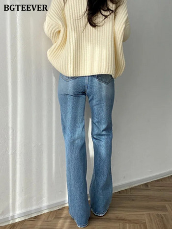 BGTEEVER Κομψό ψηλόμεσο γυναικείο τζιν παντελόνι ανοιξιάτικο καλοκαιρινό τσέπες τεντωμένο γυναικείο τζιν παντελόνι