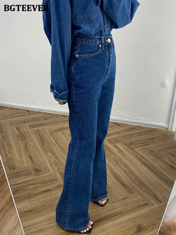 BGTEEVER Κομψό ψηλόμεσο γυναικείο τζιν παντελόνι ανοιξιάτικο καλοκαιρινό τσέπες τεντωμένο γυναικείο τζιν παντελόνι