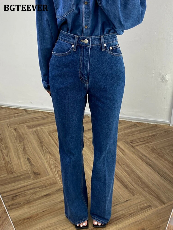 BGTEEVER Stílusos, magas derekú, női kiélezett farmer nadrágok tavaszi nyári zsebek, feszített női farmernadrágok