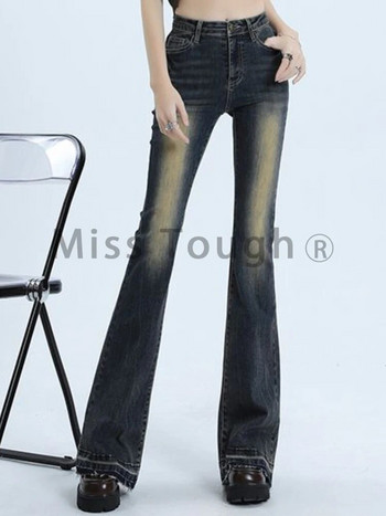 Φθινοπωρινά Γαλλικά Vintage Flare τζιν Γυναικεία αμερικανικά streetwear ψηλή μέση τζιν παντελόνι Γυναικείο κορεάτικο στυλ Skinny casual τζιν 2023