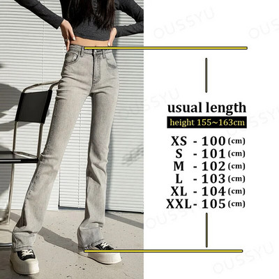 Blugi evazați Femei, verde, vintage, denim, pantaloni elastici cu talie înaltă, la modă, cu buzunar, de culoare solidă, cu picior lat, spălat, mai lung