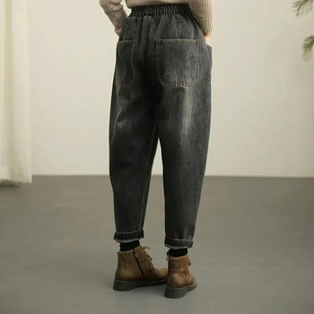 2023 Стари прави дънки с дължина до глезена Дамски ежедневни широки дънкови панталони с широка еластична висока талия Vintage Pantalones Oversize E158