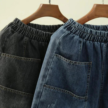2023 Стари прави дънки с дължина до глезена Дамски ежедневни широки дънкови панталони с широка еластична висока талия Vintage Pantalones Oversize E158