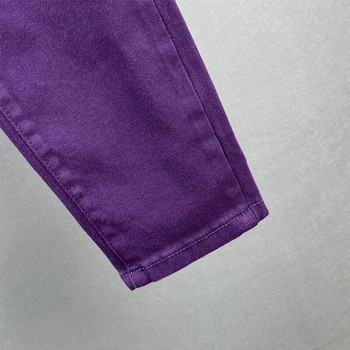 Пурпурни ежедневни дънкови панталони 2022 Нови пролетни есенни свободни памучни еластични моливни панталони с висока талия Дамски панталони