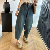 Blugi supradimensionați din mătase cerească, subțiri, cu colaps, pentru femei, vara 2023, noi pantaloni subțiri cu picioare largi Pantaloni Harlan