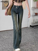 Blugi evazați femei talie înaltă îmbrăcăminte de stradă albiți elastici dulciuri calde primăvară vintage studenți buzunare zilnice ocazional complet nou