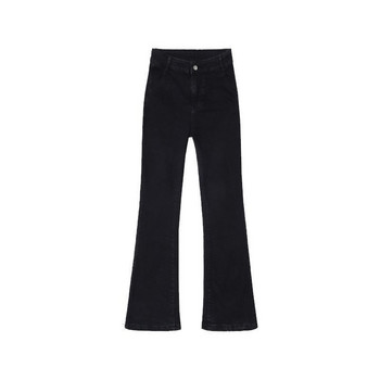 Черни модни универсални дънки с копчета с множество джобове Дамски класически тънък цип с висока талия Ежедневни едноцветни дамски цяла дължина