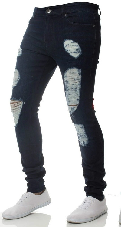 Blugi skinny bărbați, primăvară, toamnă, elasticitate, pantaloni subțiri creion, sexy, casual, rupte, blugi negri, denim, haine pentru bărbați.