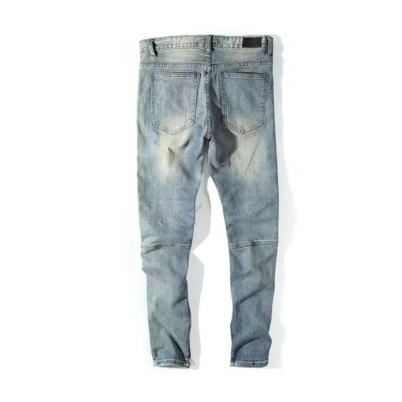 Pantaloni Slim Fit Bărbați Pantaloni de cowboy Motocicletă Blugi bărbați cu găuri Rupți rupti Grunge Y2k Skinny Ripped Tight Pipe Slits Goth
