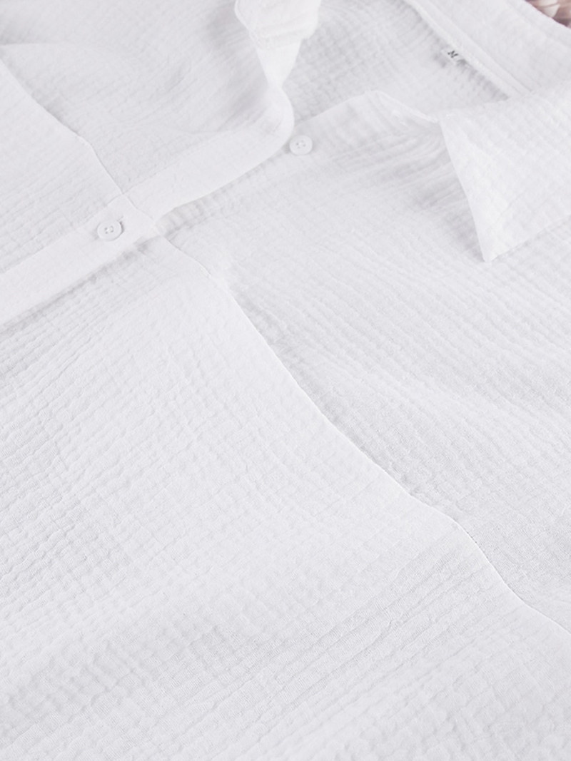 Linad pijamale albe pentru femei, din bumbac, cu mânecă lungă, 2 piese, îmbrăcăminte de noapte pentru femei, ocazional, cu pantaloni, solid, haine de noapte de toamnă 2022