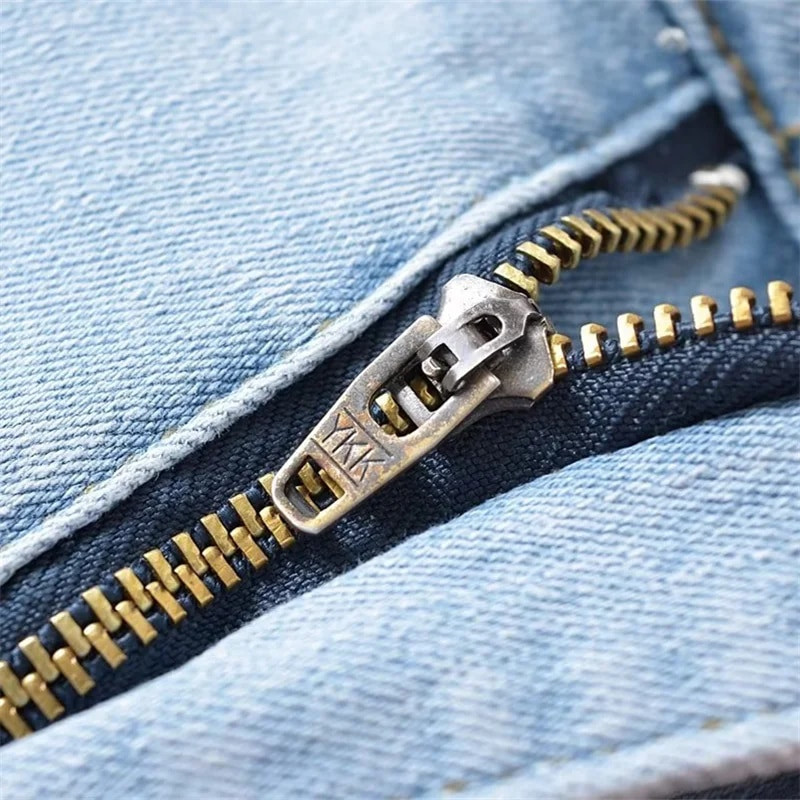 KEYANKETIAN Pantaloni de toamnă noi pentru femei din denim, cu clopoței, eleganti, de bază, cu fermoar, talie înaltă, subțiri, blugi vintage, pantaloni lungi pentru femei