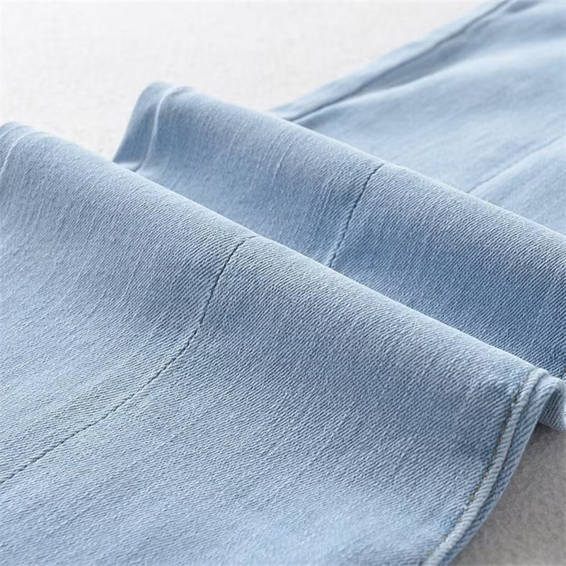 KEYANKETIAN Pantaloni de toamnă noi pentru femei din denim, cu clopoței, eleganti, de bază, cu fermoar, talie înaltă, subțiri, blugi vintage, pantaloni lungi pentru femei