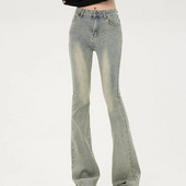 Korejske ulične modne ženske obojene uske traperice Proljeće Jesen Uske vintage široke hlače s visokim strukom Ležerne traper hlače za sve kombinacije