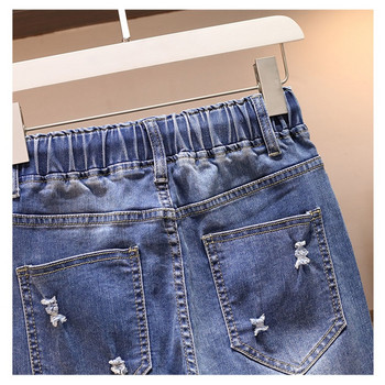 Oversized Summer Jeans Γυναικείο Νέο ελαστικό ψηλόμεσο παντελόνι χαρέμι Κέντημα με τρύπες με χάντρες Vintage τζιν παντελόνι Γυναικείο cropped παντελόνι