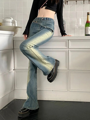 Skinny Flare Jeans Γυναικεία Vintage Chic Harajuku Κορεατικά Fashion Ins Simple Hotsweet Y2k College Girls Ανοιξιάτικα streetwear ψηλόμεση