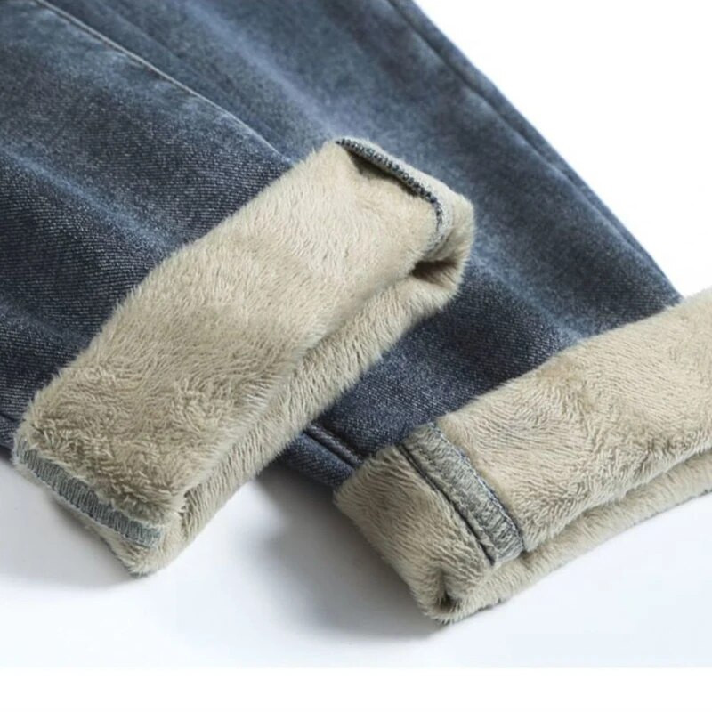 Blugi harem largi, căptușiți cu pluș, iarnă, plus pantaloni din denim cu talie înaltă îngroșați de catifea, pentru femei, pantaloni negri caldi coreeani