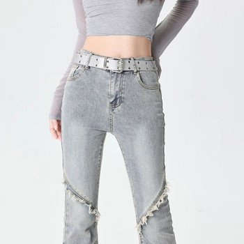 Flare Jeans Γυναικεία ψηλόμεση Stretch Slim βαμβακερό τζιν Γυναικεία στενές φούντες Παντελόνι μόδας Street Style Vintage casual παντελόνι