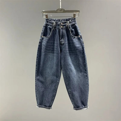 Magas derekú női farmer Vintage BF stílusú utcai viselet laza divat, rugalmas farmer sokoldalú széles szárú nadrág Z13