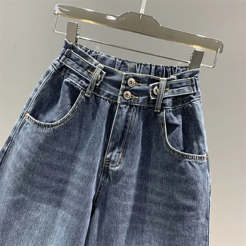 Magas derekú női farmer Vintage BF stílusú utcai viselet laza divat, rugalmas farmer sokoldalú széles szárú nadrág Z13