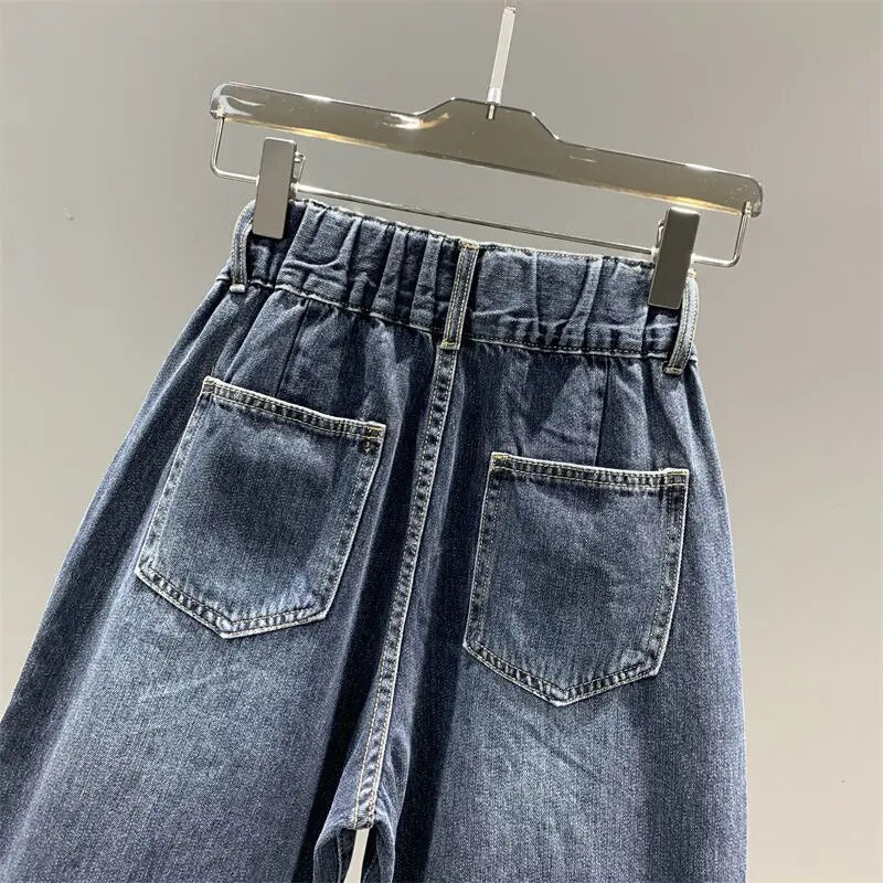 Magas derekú női farmer Vintage BF stílusú utcai viselet laza divat, rugalmas farmer sokoldalú széles szárú nadrág Z13