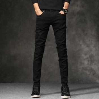 Ново пристигане Модни мъжки дънки Разтеглив черен цвят Ежедневни панталони тип молив Еластични тесни панталони Streetwear Тесни тесни дънки Мъжки