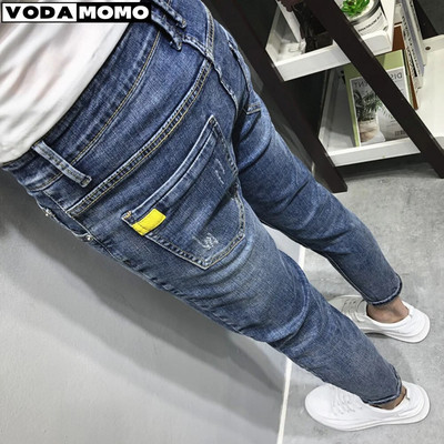 Spring Vintage Jeans Men`s Fashion Brand Slim Fit Long Pants Loose Relaxed Versatile Small Feet Cropped Pants Trendy Jeans