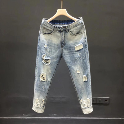 2023, primăvară/vară, modă pentru bărbați, blugi elastici rupti, bărbați, casual, subțiri, confortabili, mărimi mari, pantaloni de înaltă calitate, 28-36