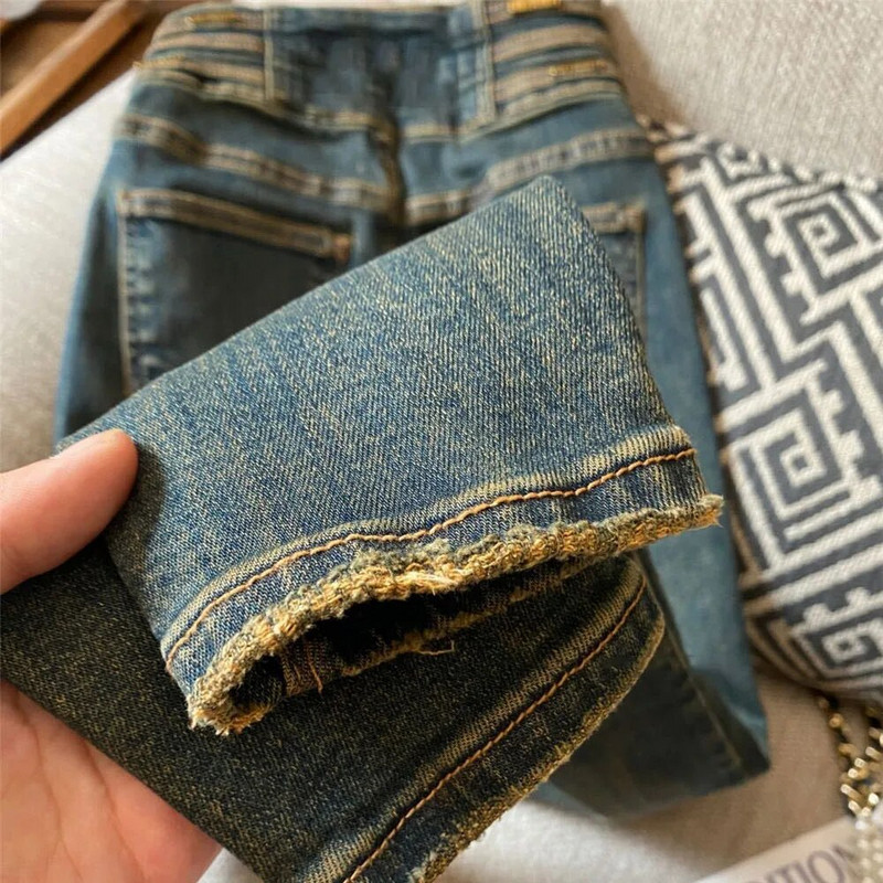 Pantaloni din blugi pentru studenți, slăbiți, groși, blugi de iarnă, blugi elastici de pluș, pantaloni casual din catifea, cu talie înaltă.