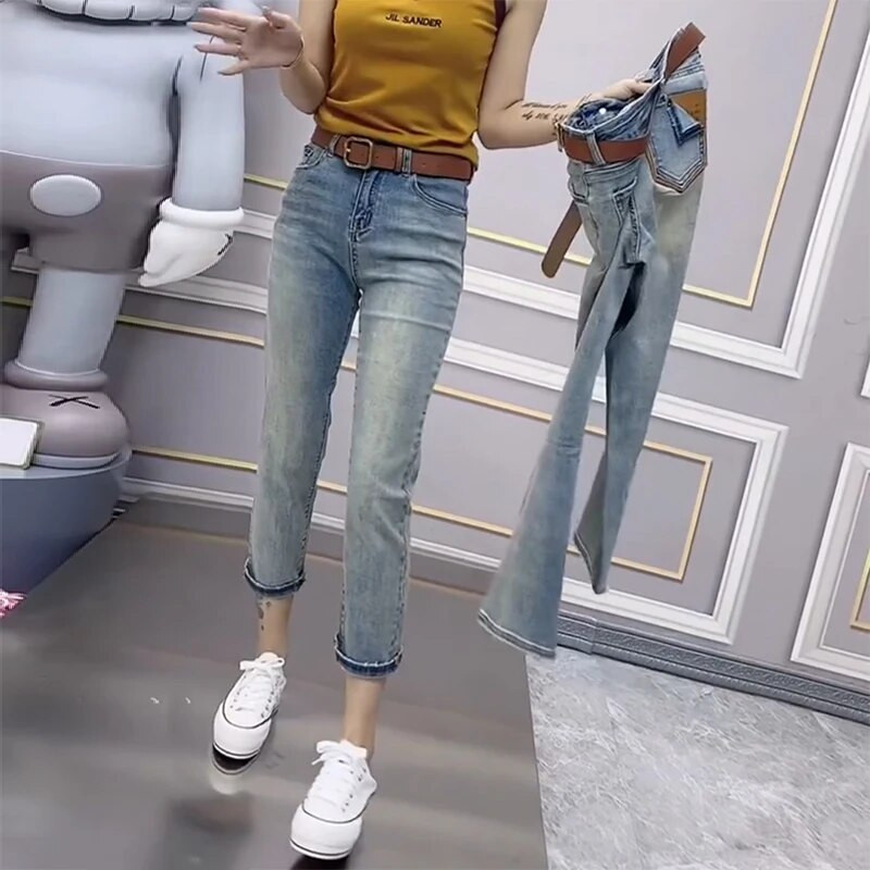 Blugi supradimensionați pentru femei, vară, subțiri 2023, blugi pentru femei, New Fat Sister, subțiri, 9/8, pantaloni drepti din pipă