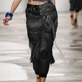 Pantaloni cowboy creion 5XL, la modă, neregulați cu șireturi, blugi până la glezne, cu talie joasă, pantaloni din denim cu găuri