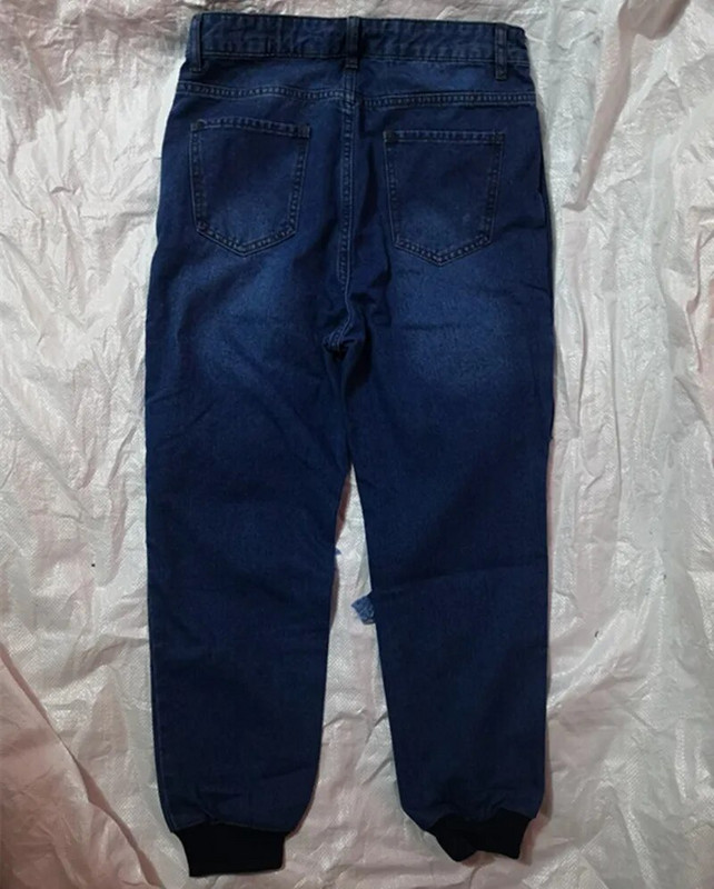 Pantaloni cowboy creion 5XL, la modă, neregulați cu șireturi, blugi până la glezne, cu talie joasă, pantaloni din denim cu găuri