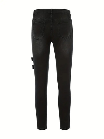 Μεγάλο μέγεθος ίσιο τζιν Αντρικό παντελόνι Φθινοπωρινό Moto Biker Boyfriend Jeans Streetwear Skinny Zips 3 χρώματα Cacual μακρύ τζιν παντελόνι
