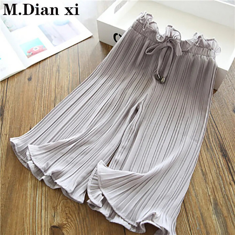 Pantaloni pentru copii, vara 2022, pantaloni casual pentru fete, pantaloni largi din dantelă, șifon, talie pentru bebeluși, pantaloni casual anti-țânțari