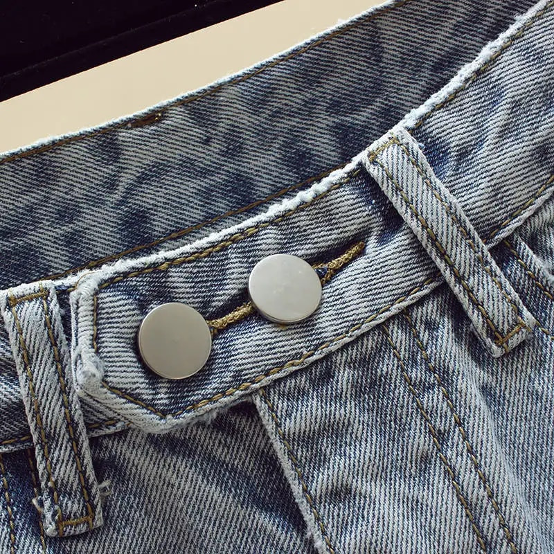 Blugi albastru deschis femeie primăvară toamnă gaură talie înaltă stil iubit pantaloni denim la modă pantaloni largi Streetwear femei