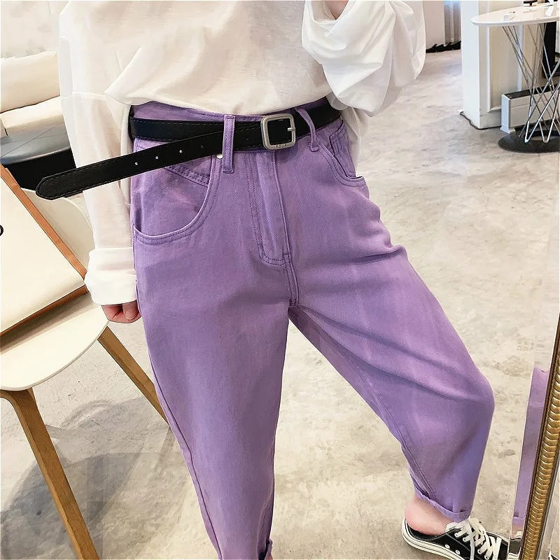 Traperice Ženski korejski stil Jednobojna proljetna moda Ulzzang High Street Ležerne, udobne studentske ženstvene hipsterske Sve za sve do gležnja