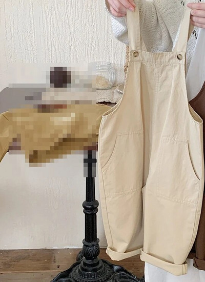 Korejski stil Proljeće Jesen Dječji kombinezon Bež boje kave Široke široke hlače na naramenice Hlače za djevojčice Dječaci Ležerne svestrane hlače E2406