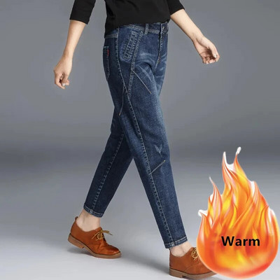 Μεγάλο μέγεθος 26-34 Winter Warm Jeans Thicken Vintage Harem Pantalones Ψηλόμεση Casual Γυναικεία Vaqueros βελούδινα παντελόνια καουμπόη