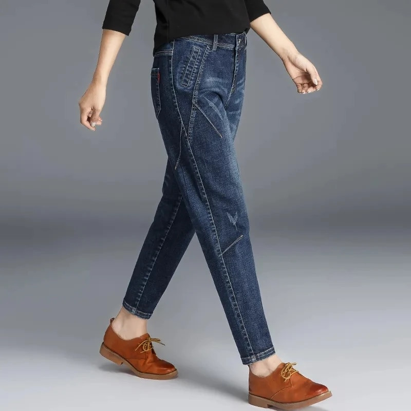 Μεγάλο μέγεθος 26-34 Winter Warm Jeans Thicken Vintage Harem Pantalones Ψηλόμεση Casual Γυναικεία Vaqueros βελούδινα παντελόνια καουμπόη