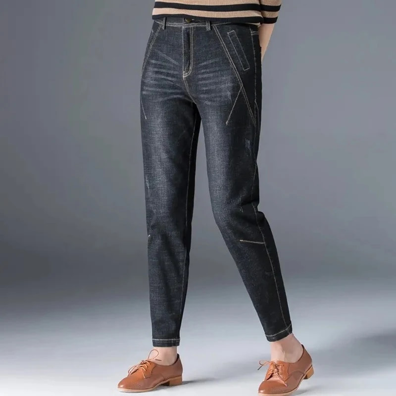 Μεγάλο μέγεθος 26-34 Winter Warm Jeans Thicken Vintage Harem Pantalones Ψηλόμεση Casual Γυναικεία Vaqueros βελούδινα παντελόνια καουμπόη
