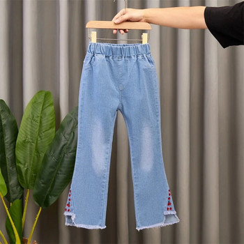 Дънкови панталони за момичета, дълги панталони, памук 2024, ретро, пролет, есен, тийнейджъри, бебешки детски панталони, външни висококачествени детски платове
