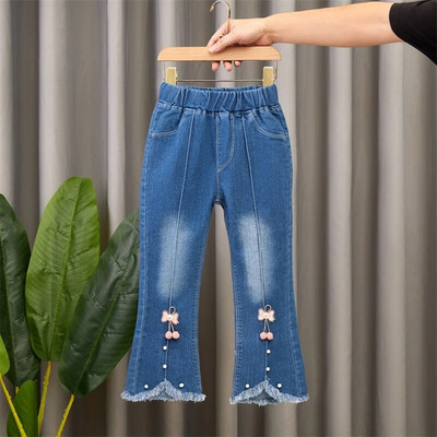 Pantaloni Jeans Fete Pantaloni Lungi Bumbac 2024 Retro Primăvară Toamnă Adolescenți Pantaloni Bebeluși Copii În aer liber Pânză pentru copii de înaltă calitate